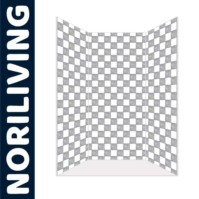 Noriliving Raumtrenner mit grauem und weißem Schachbrettmuster