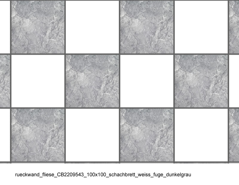 Fliese mit Schachbrettmuster in Weiß und Dunkelgrau, 100x100 cm