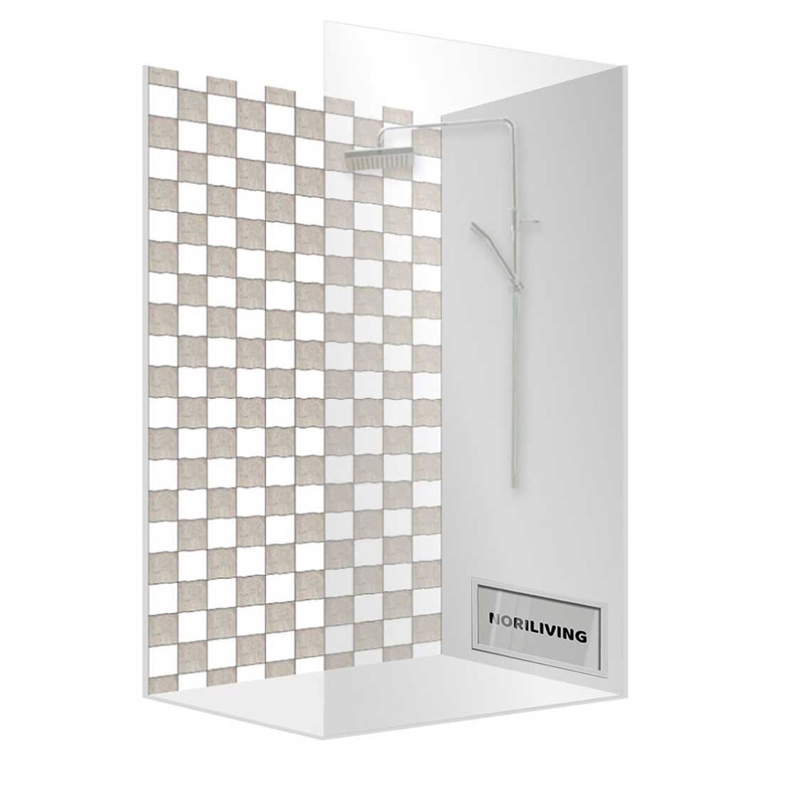 Duschkabine mit stilvollem Mosaik-Fliesenmuster und modernem Design von Norliving