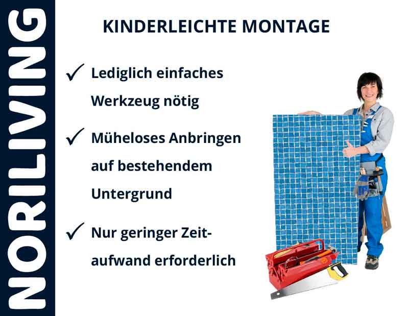 NORILIVING bietet einfache Montage mit minimalem Werkzeugaufwand. Müheloses Anbringen und geringer Zeitaufwand.