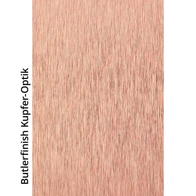 Strukturierte Oberfläche in Butlerfinish Kupfer-Optik für dekorative Verkleidungen